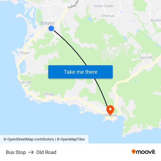 Bus Stop to Old Road map