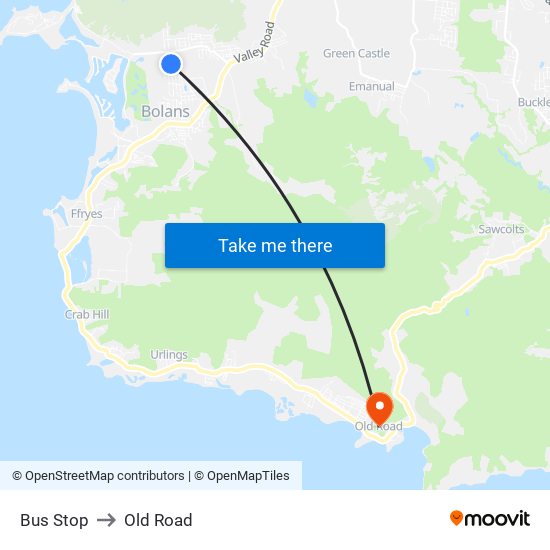 Bus Stop to Old Road map
