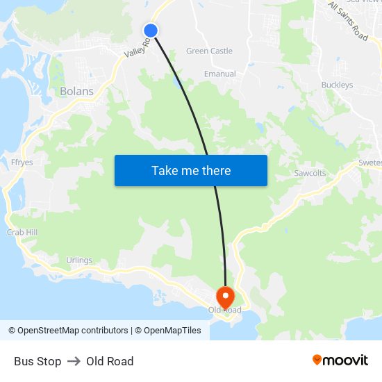 Bus Stop to Old Road map