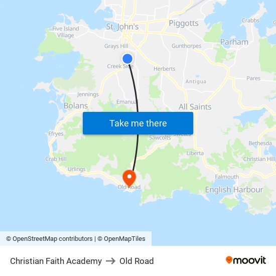 Christian Faith Academy to Old Road map