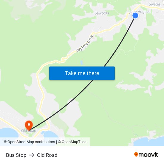 Bus Stop to Old Road map