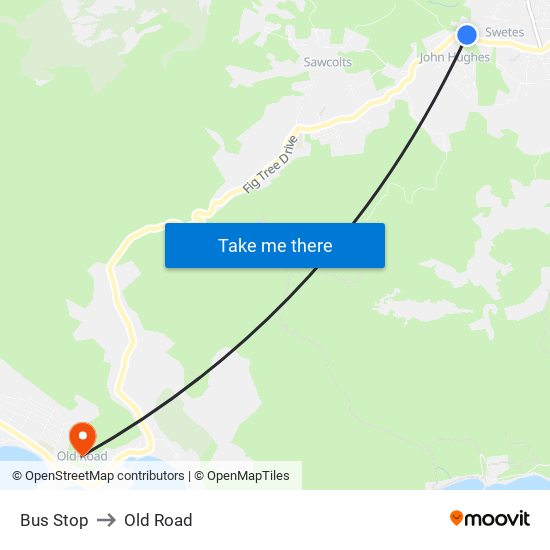 Bus Stop to Old Road map