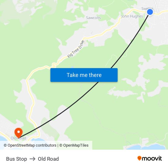 Bus Stop to Old Road map