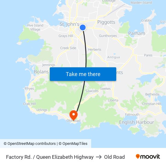 Factory Rd. / Queen Elizabeth Highway to Old Road map