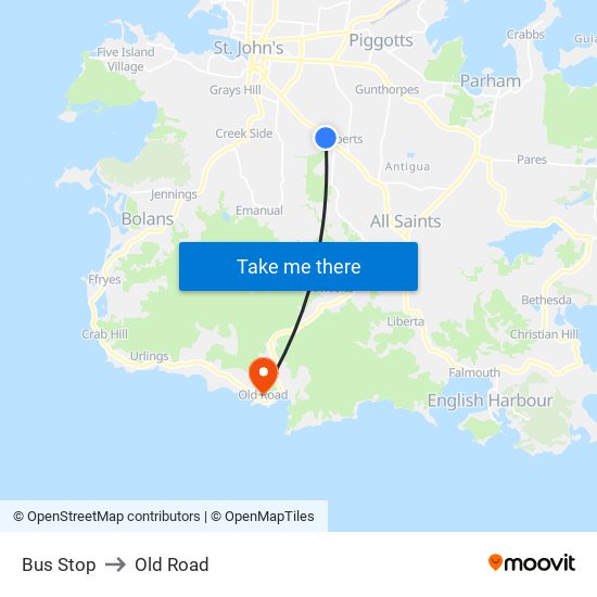 Bus Stop to Old Road map