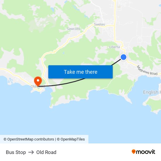 Bus Stop to Old Road map