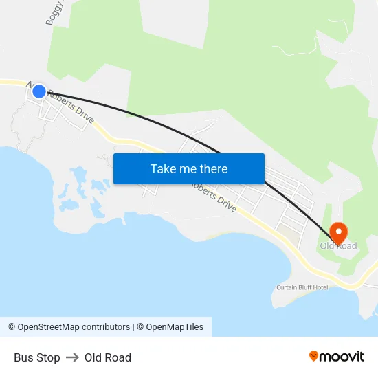 Bus Stop to Old Road map