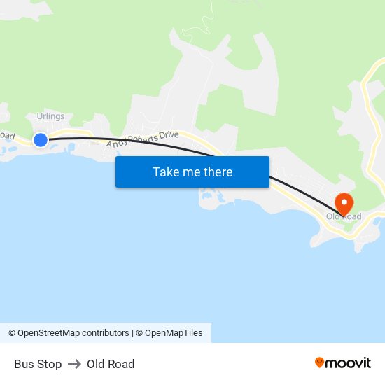 Bus Stop to Old Road map