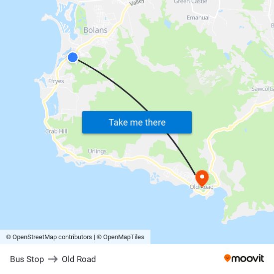 Bus Stop to Old Road map