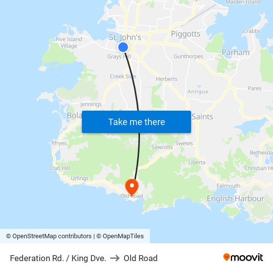 Federation Rd. / King Dve. to Old Road map