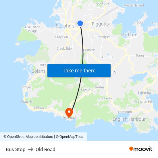 Bus Stop to Old Road map