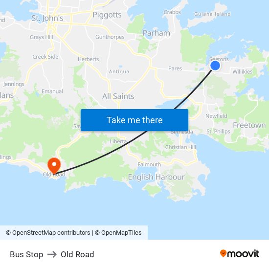 Bus Stop to Old Road map