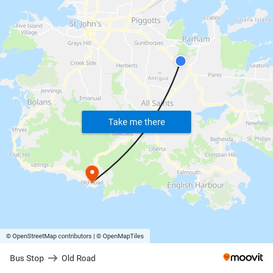 Bus Stop to Old Road map