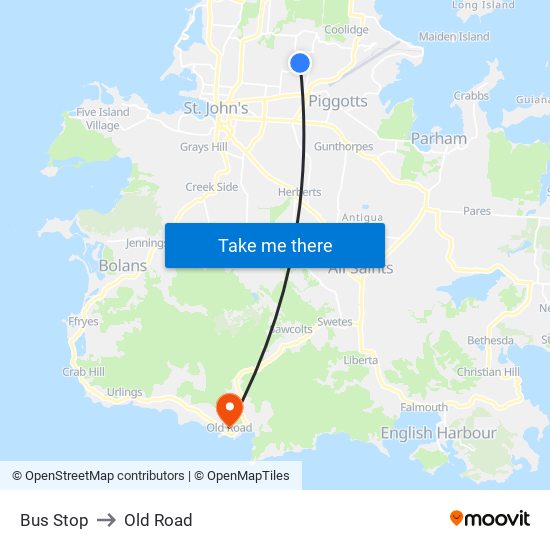 Bus Stop to Old Road map