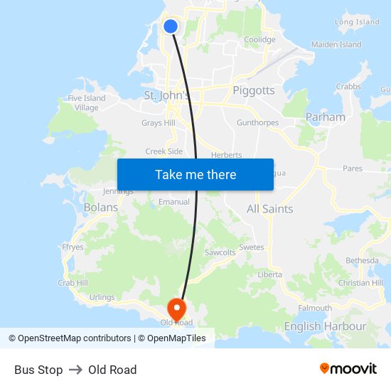 Bus Stop to Old Road map