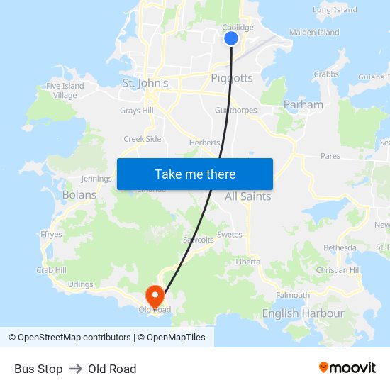 Bus Stop to Old Road map
