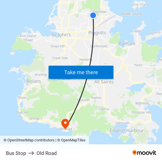 Bus Stop to Old Road map