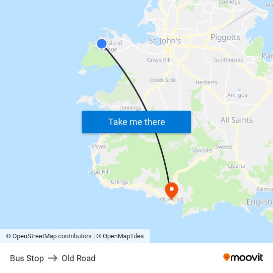 Bus Stop to Old Road map
