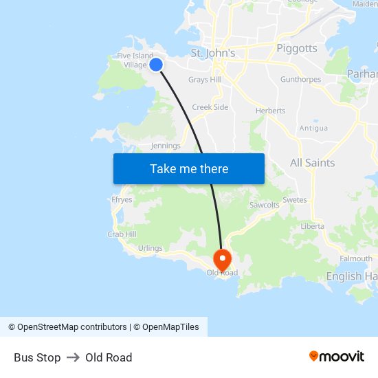 Bus Stop to Old Road map