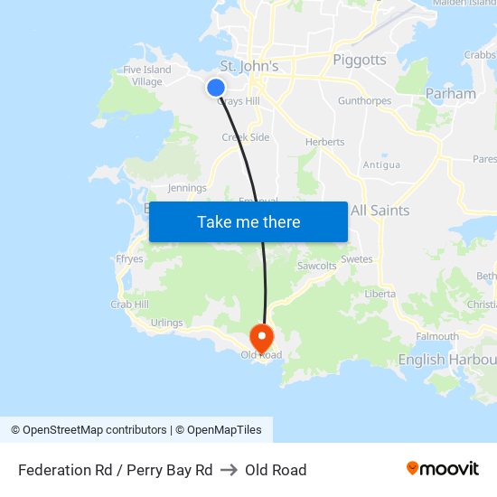 Federation Rd / Perry Bay Rd to Old Road map