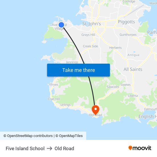 Five Island School to Old Road map