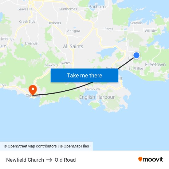 Newfield Church to Old Road map