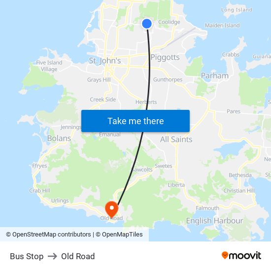 Bus Stop to Old Road map