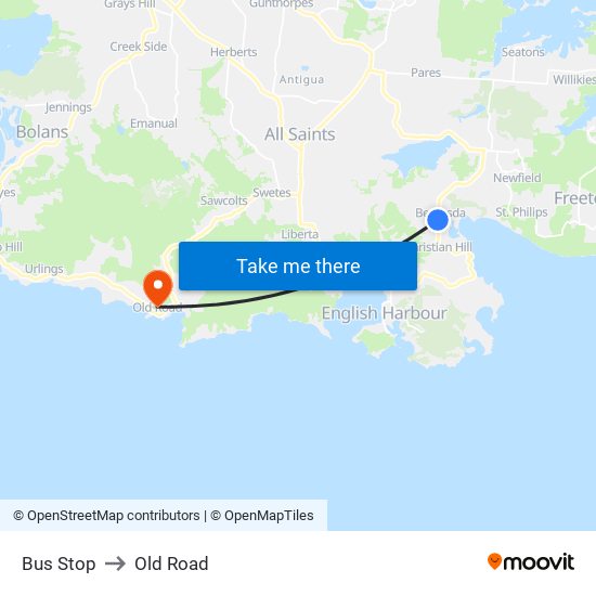 Bus Stop to Old Road map
