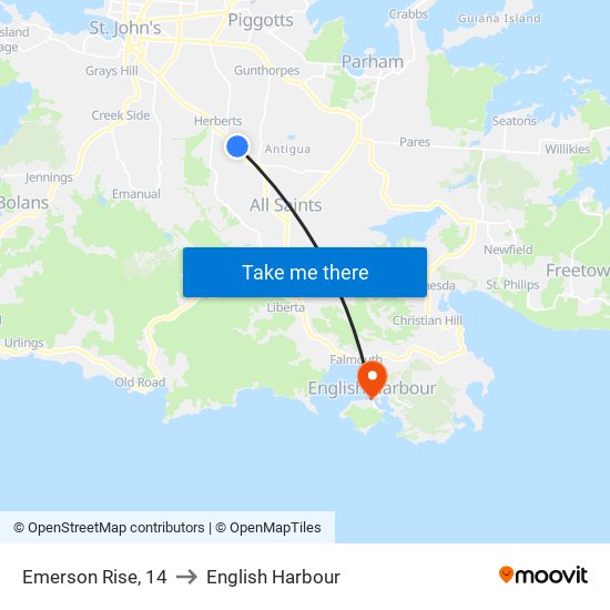 Emerson Rise, 14 to English Harbour map