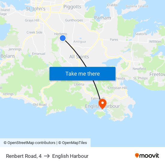Renbert Road, 4 to English Harbour map