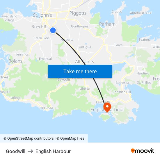 Goodwill to English Harbour map