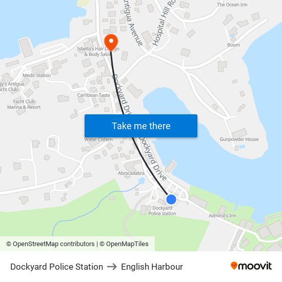 Dockyard Police Station to English Harbour map