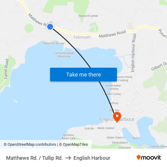 Matthews Rd. / Tullip Rd. to English Harbour map