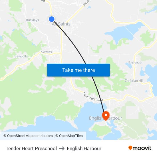 Tender Heart Preschool to English Harbour map