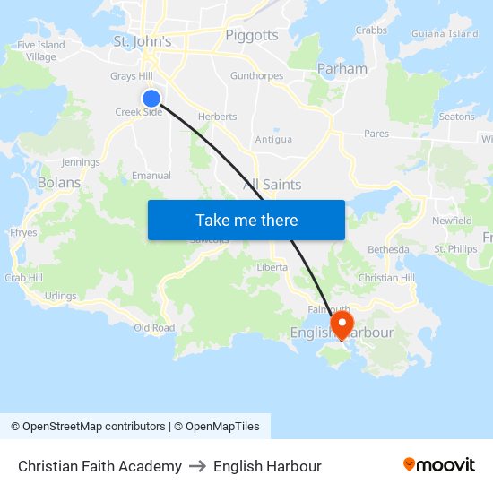 Christian Faith Academy to English Harbour map