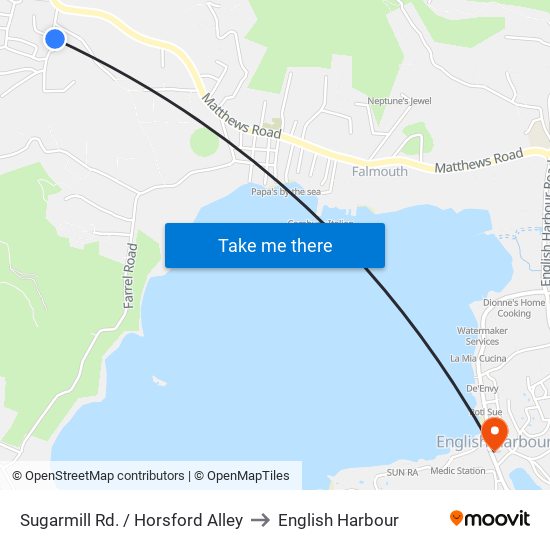 Sugarmill Rd. / Horsford Alley to English Harbour map