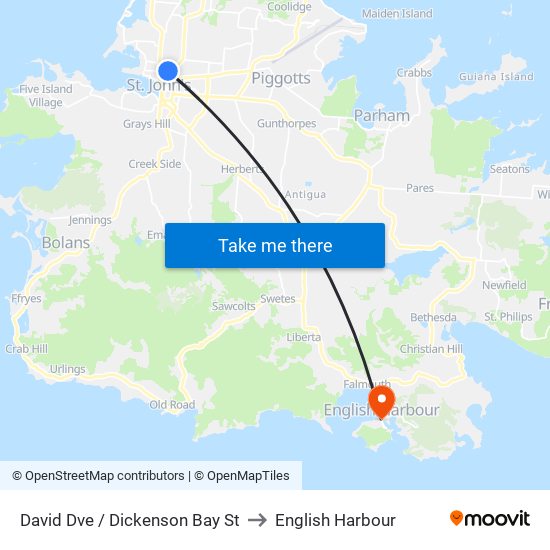 David Dve / Dickenson Bay St to English Harbour map