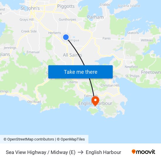 Sea View Highway / Midway (E) to English Harbour map