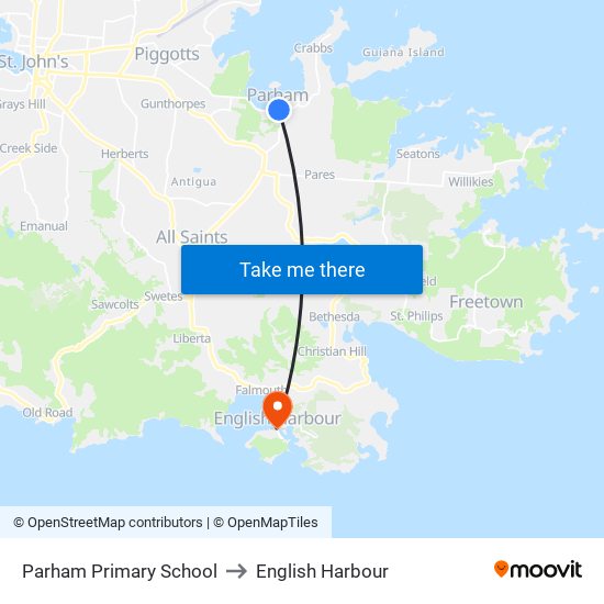 Parham Primary School to English Harbour map