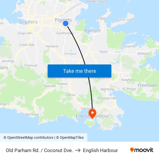 Old Parham Rd. / Coconut Dve. to English Harbour map