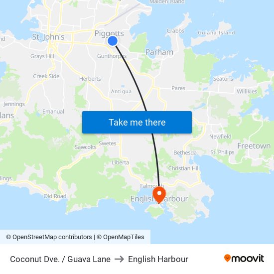 Coconut Dve. / Guava Lane to English Harbour map