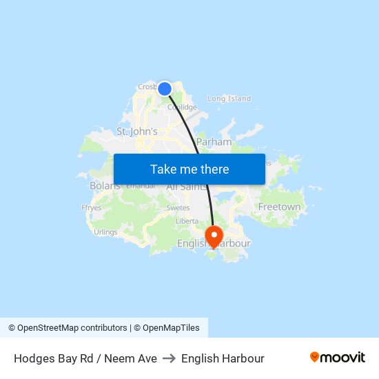 Hodges Bay Rd / Neem Ave to English Harbour map