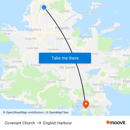 Covenant Church to English Harbour map