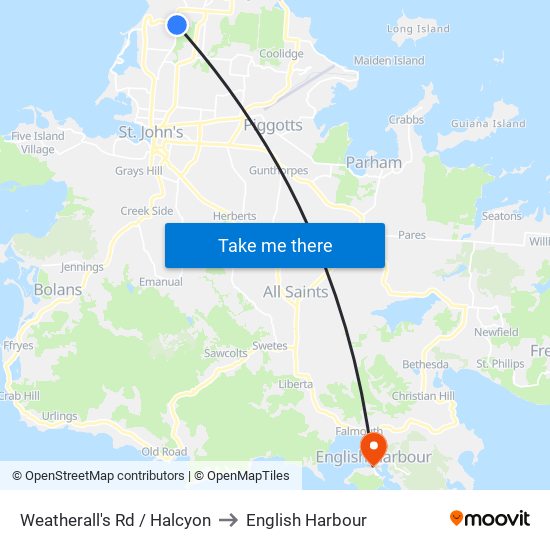 Weatherall's Rd / Halcyon to English Harbour map