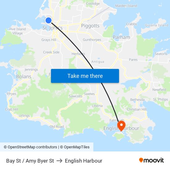 Bay St / Amy Byer St to English Harbour map