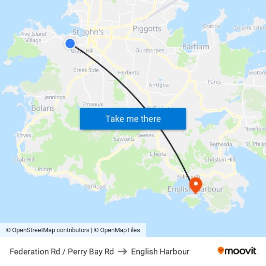 Federation Rd / Perry Bay Rd to English Harbour map