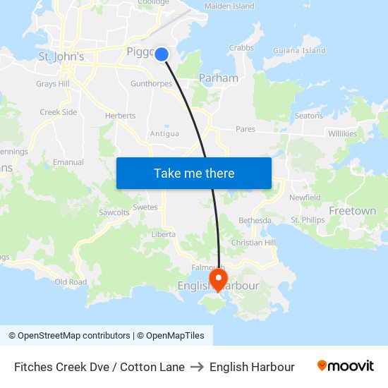 Fitches Creek Dve / Cotton Lane to English Harbour map