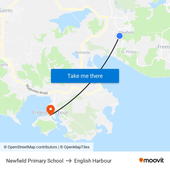 Newfield Primary School to English Harbour map