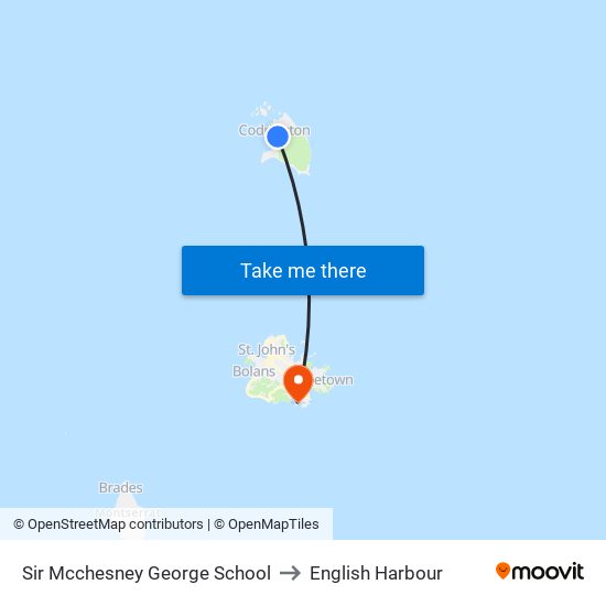 Sir Mcchesney George School to English Harbour map