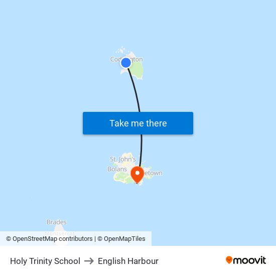 Holy Trinity School to English Harbour map